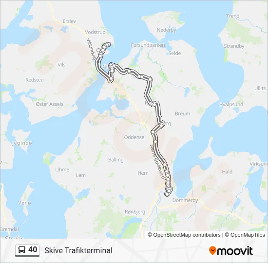 40 bus Linjekort