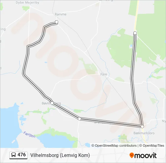 476 bus Linjekort