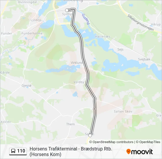 110 bus Linjekort