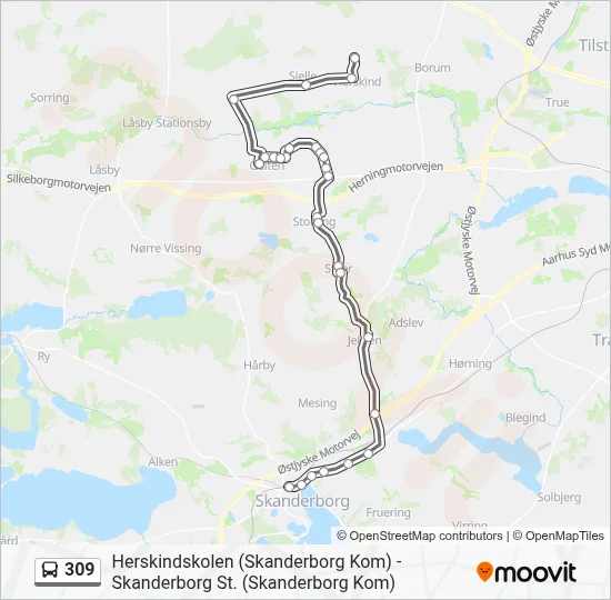 309 bus Linjekort