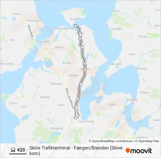 420 bus Linjekort