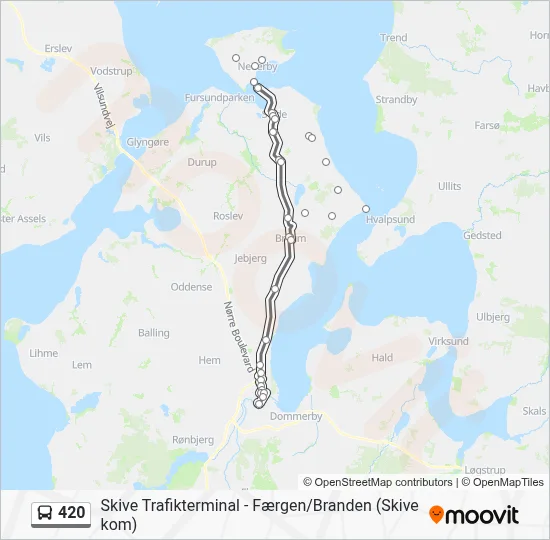 420 bus Linjekort