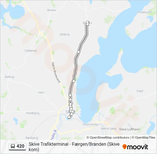420 bus Linjekort