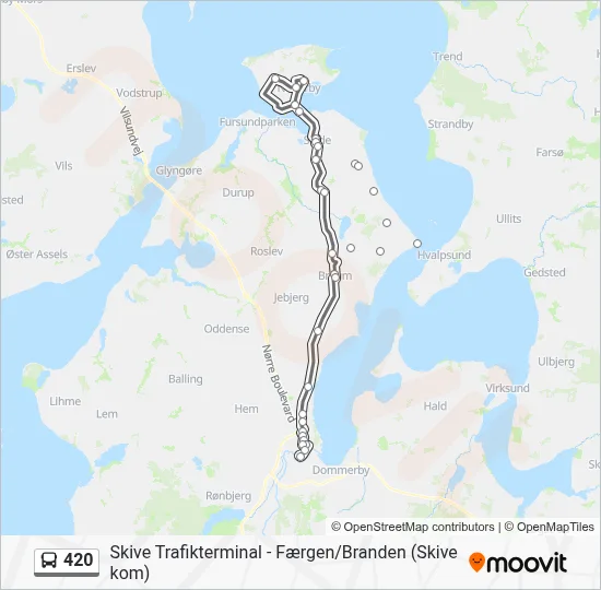 420 bus Linjekort