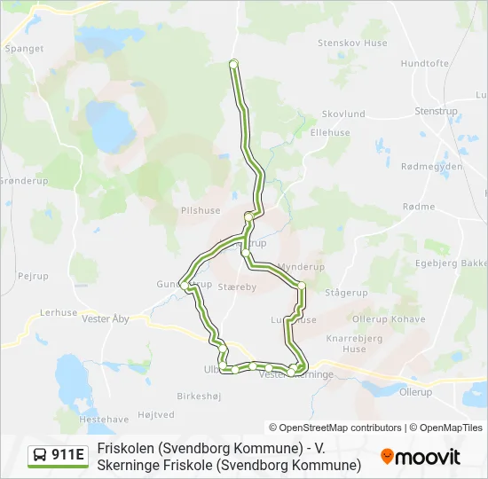 911E bus Linjekort