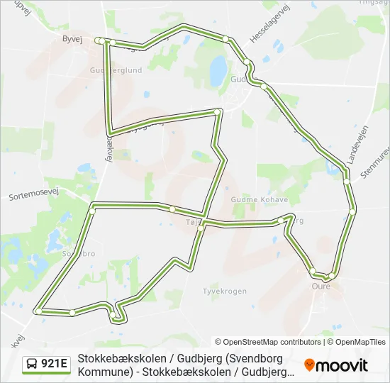 921E bus Linjekort