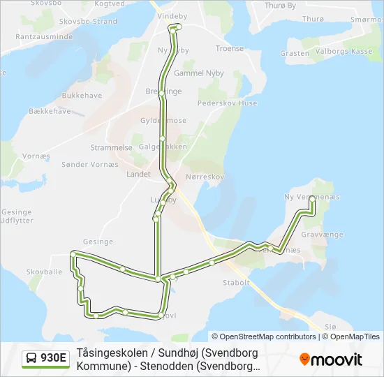 930E bus Linjekort