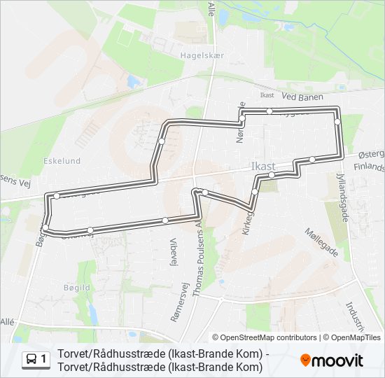 1 bus Linjekort