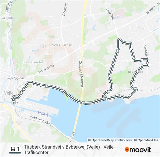 1 bus Linjekort