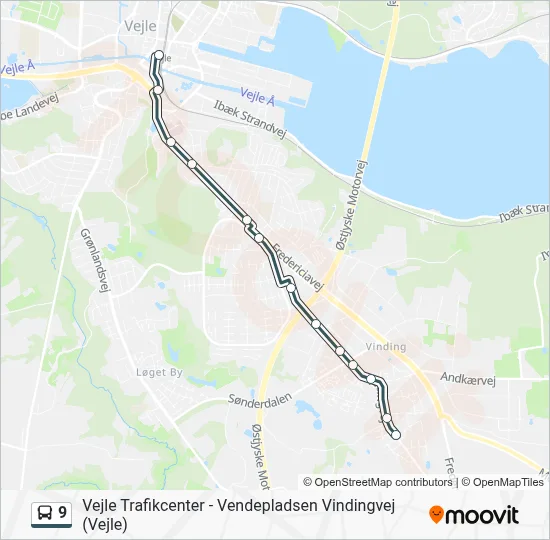 9 bus Linjekort