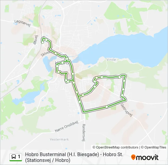 1 bus Linjekort