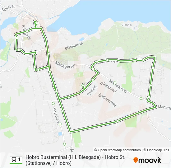 1 bus Linjekort