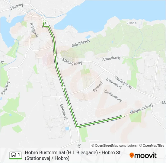 1 bus Linjekort