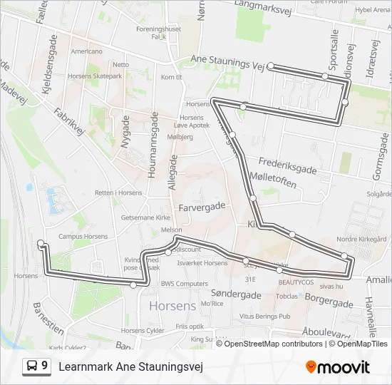 9 bus Linjekort