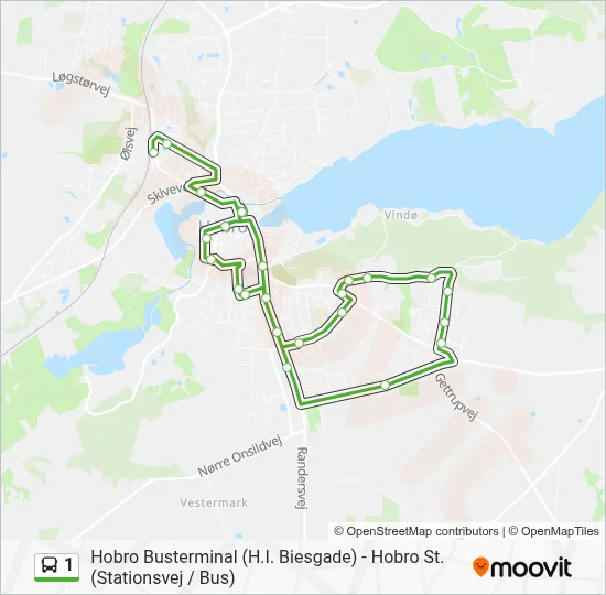 1 bus Linjekort