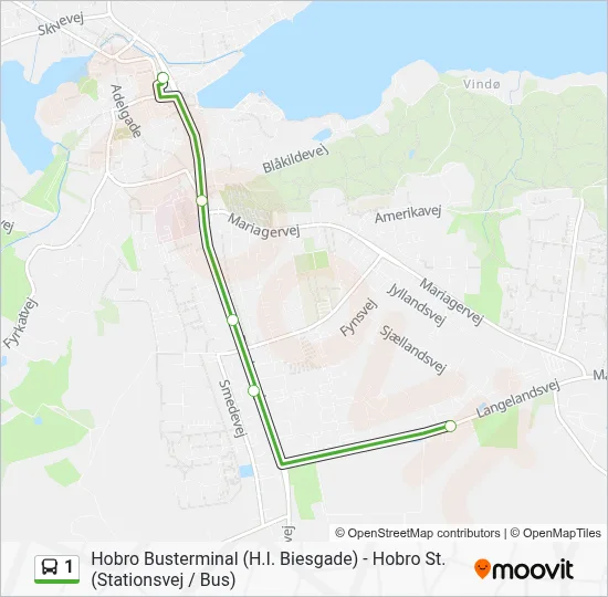 1 bus Linjekort