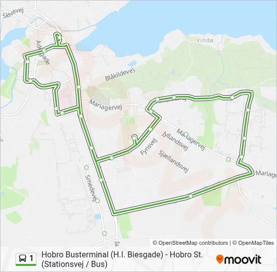 1 bus Linjekort