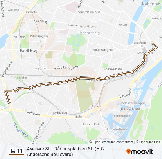 11 bus Linjekort
