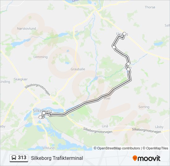 313 bus Linjekort