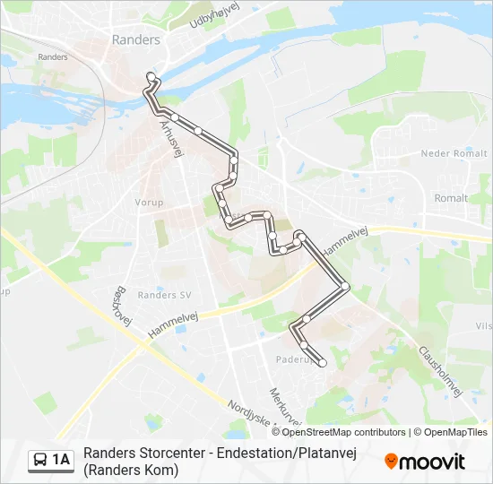 1A bus Linjekort