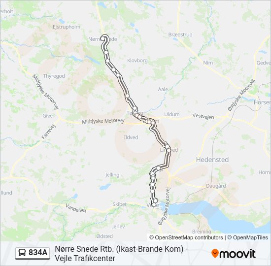 834A Bus Line Map