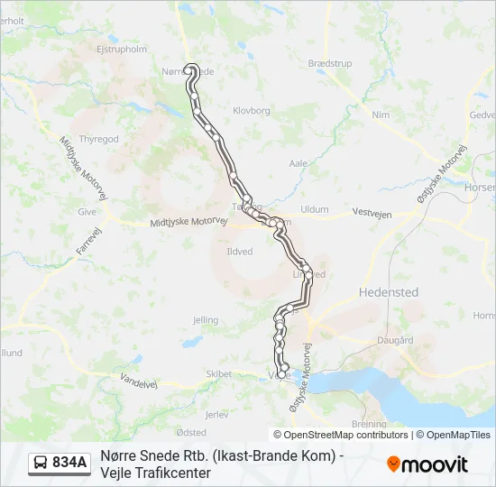 834A Bus Line Map