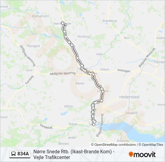 834A Bus Line Map