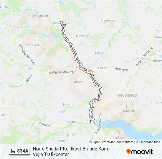 834A Bus Line Map