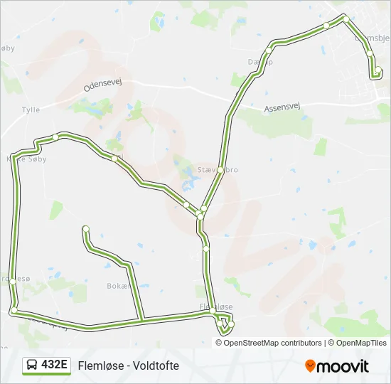 432E Bus Line Map