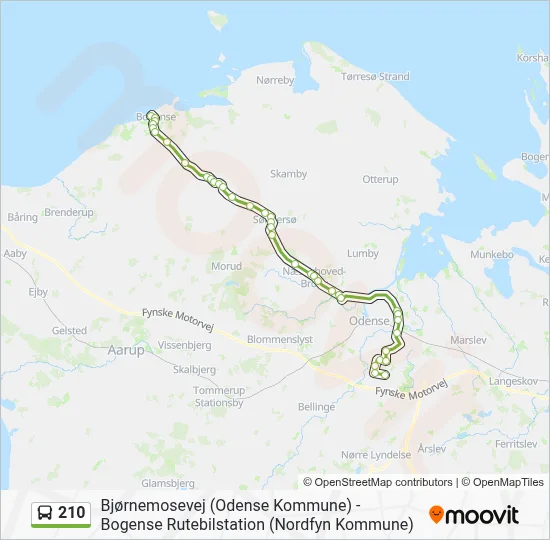 210 bus Linjekort