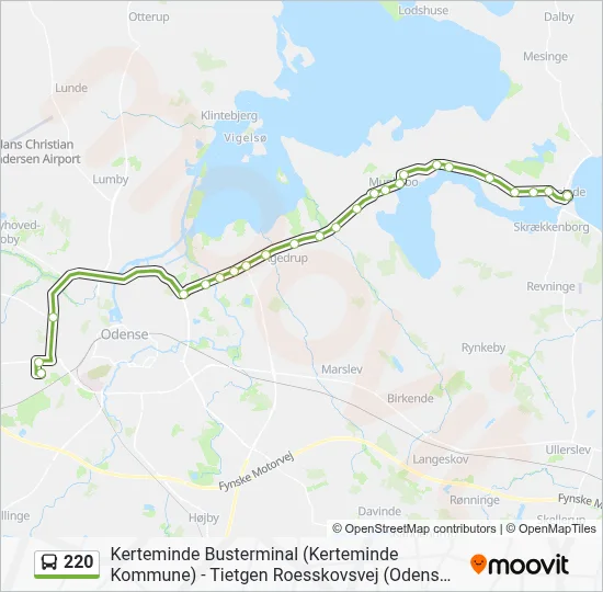 220 bus Linjekort