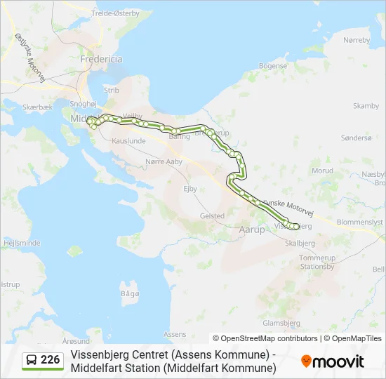 226 bus Linjekort