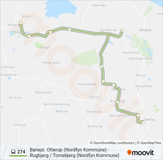 274 bus Linjekort