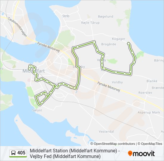 405 Rute: Rejseplaner, Stop & Kort - Middelfart (Opdateret)