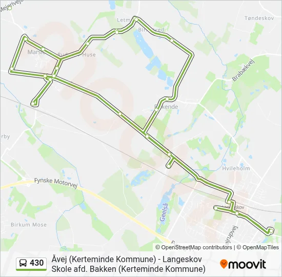 430 bus Linjekort