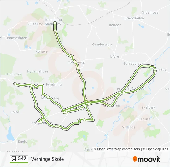 542 bus Linjekort