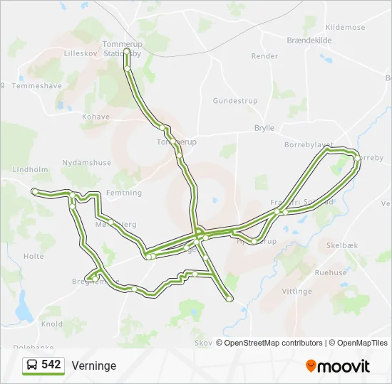 542 bus Linjekort