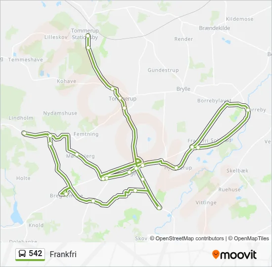 542 bus Linjekort