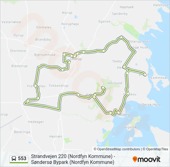 553 Bus Line Map