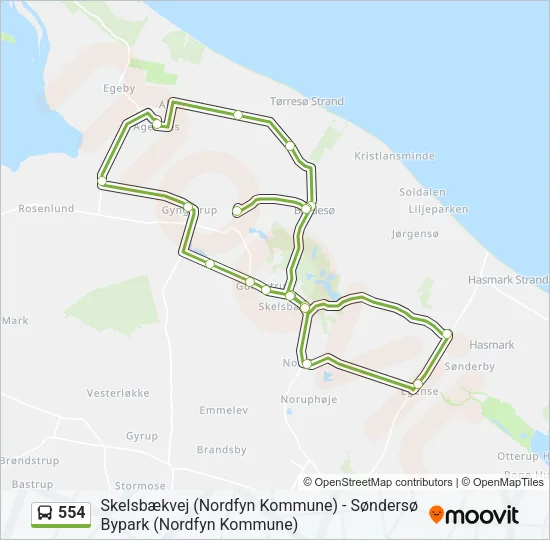 554 Bus Line Map