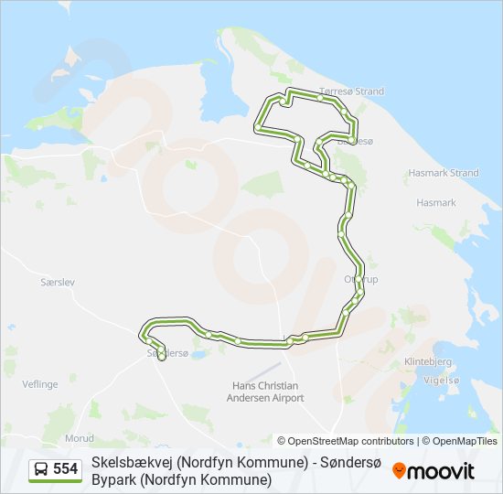 554 bus Line Map