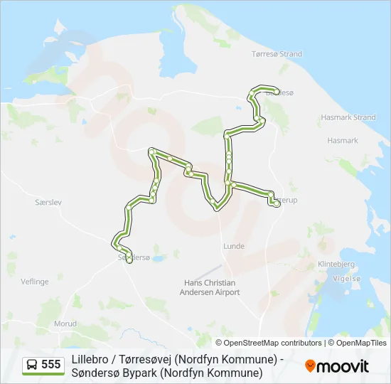 555 Bus Line Map