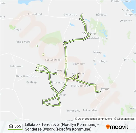 555 Bus Line Map