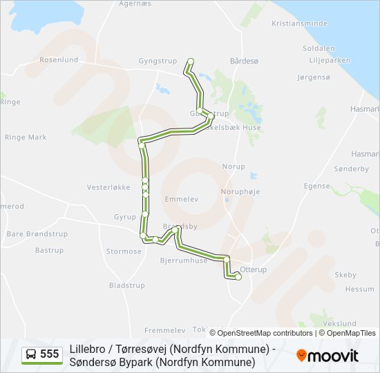 555 Bus Line Map