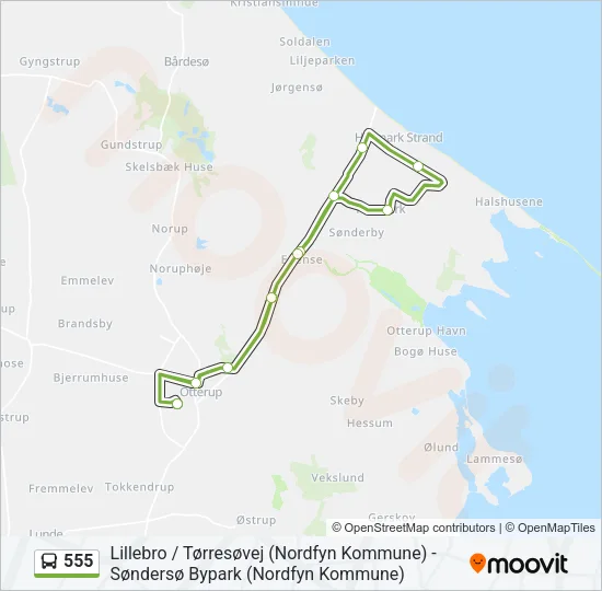 555 Bus Line Map