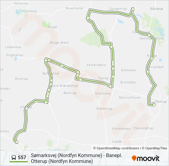 557 Bus Line Map