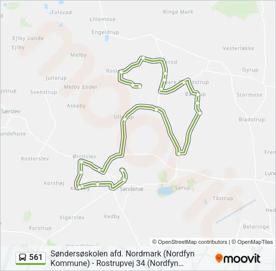 561 Bus Line Map