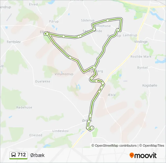 712 bus Linjekort