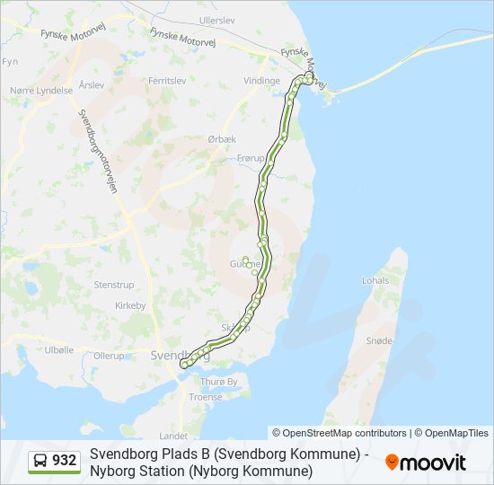 932 bus Line Map