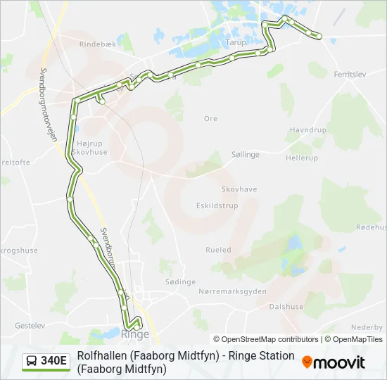 340E Bus Line Map